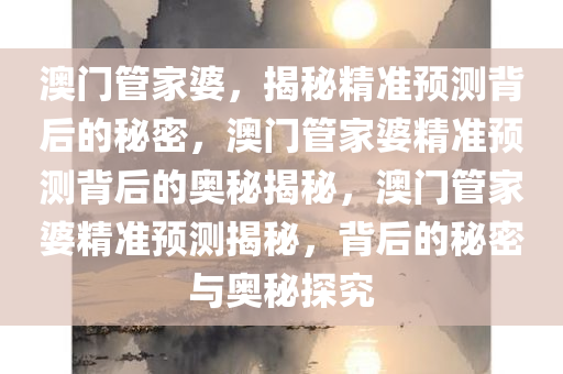澳门最精准龙门客栈管家婆，澳门最精准龙门客栈管家婆，探索成功的秘诀